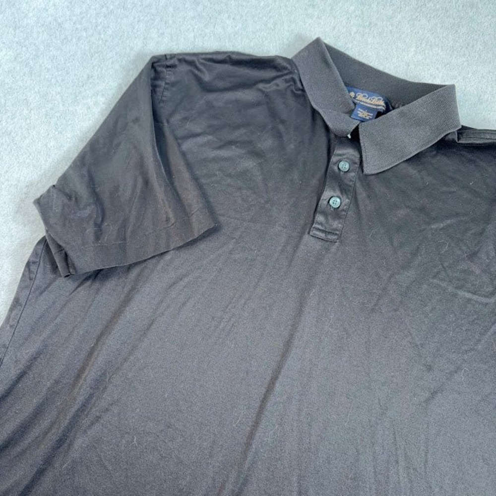 Brooks Brothers Polo Shirt Mens L Black Solid Double Mercerized Cotton Knit